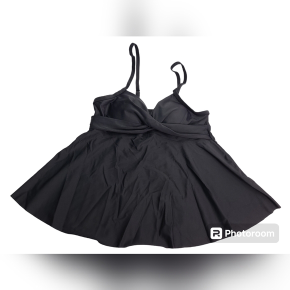 Women Two Piece Tankini Swimsuits Ruffle Tops with Boyshort Bathing Suit Black S - Picture 3 of 15